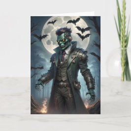 Tarjeta Monstruo de Frankenstein Steampunk de Halloween