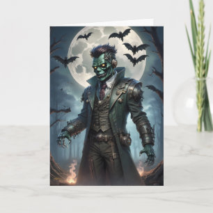 Tarjeta Monstruo de Frankenstein Steampunk de Halloween