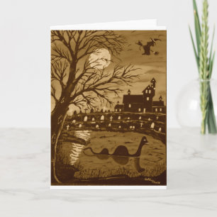 Tarjeta Monstruo De Loch Ness En Halloween