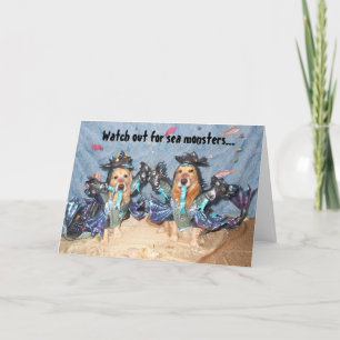 Tarjeta Monstruo de mar del golden retriever Halloween