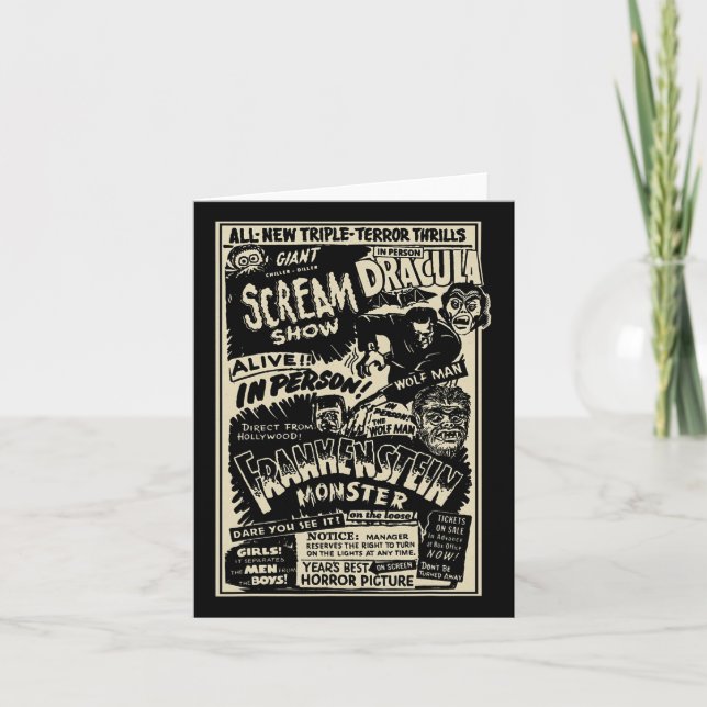 Tarjeta Monstruo de Película de Terror Momia Drácula Hombr (Anverso)