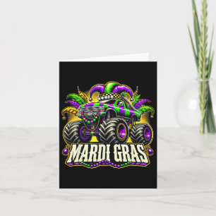 Tarjeta Monstruo del Mardi Gras Camión Jester Carnival Boy