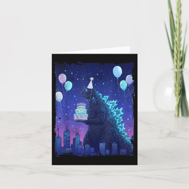 Tarjeta Monstruo del partido de cumpleaños Kaiju Japón es  (Anverso)