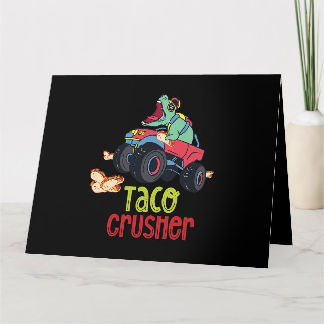 Tarjeta Monstruo divertida de tacón dinosaurio cinco de ci (Anverso)