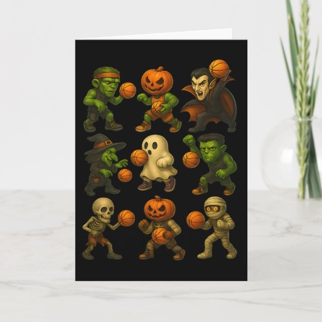 Tarjeta Monstruos de Halloween tocando disfraz divertida 2 (Anverso)