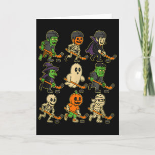 Tarjeta Monstruos Divertidos de Hockey de Halloween Deport