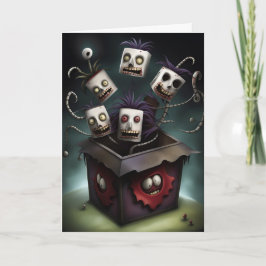 Tarjeta Monstruos divertidos en una caja