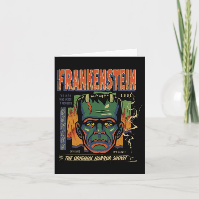 Tarjeta Monstruos universales Frankenstein Vintage Hallowe (Anverso)