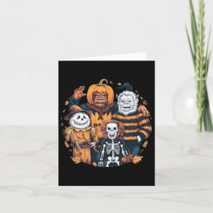 Tarjeta Monstruos y amigos con disfraces Temporada de otoñ