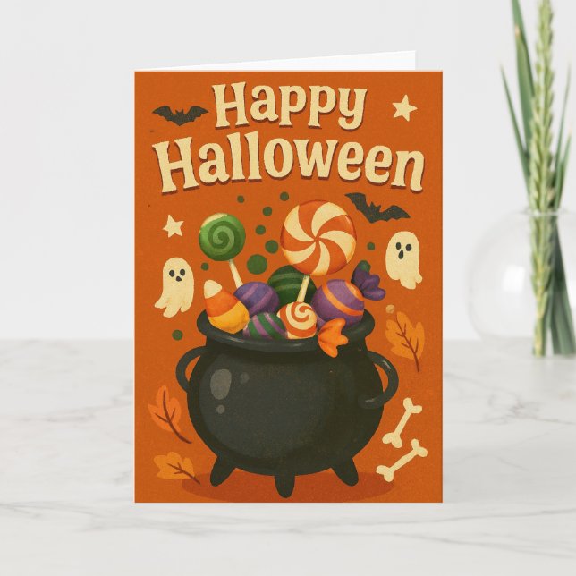 Tarjeta Monstruoso Halloween Lindo  (Anverso)