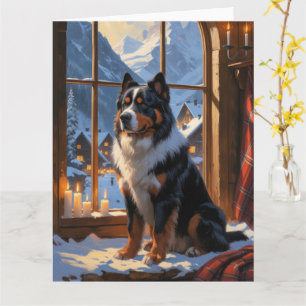 Tarjeta Montaña Bernesa con vacaciones de Navidades ilumin