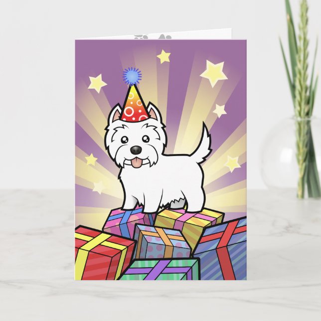 Tarjeta Montaña del oeste Terrier blanco del cumpleaños (Anverso)