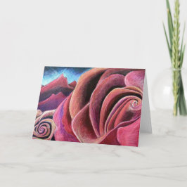 Tarjeta Montaña del rojo del rosa rojo