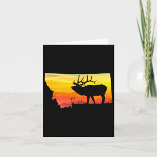 Tarjeta Montana Elk Hunter Dad Dad Vintage Retro Sun Bow H