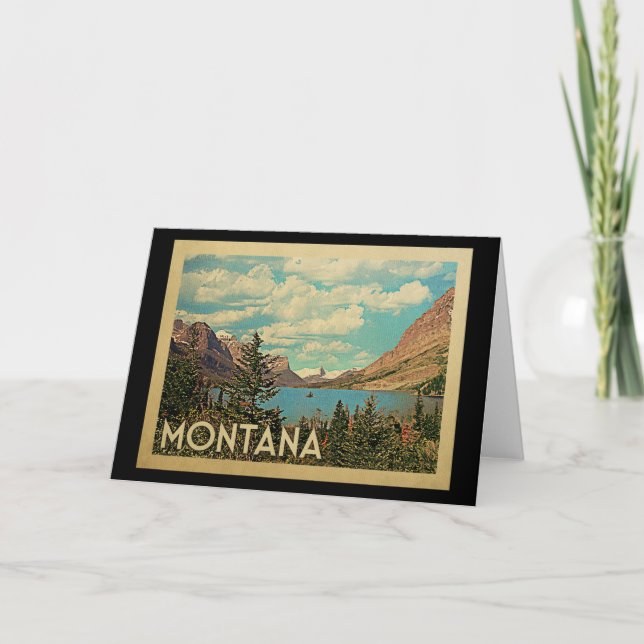 Tarjeta Montana Glaciar Park Vintage Travel (Anverso)