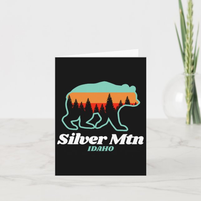 Tarjeta Montaña plateada Idaho Esquí Snowboard Bear (Anverso)