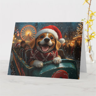 Tarjeta Montaña Rusa De Perro Beagle Navidad