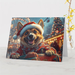 Tarjeta Montaña Rusa De Perro Malinois Belga Navidad 