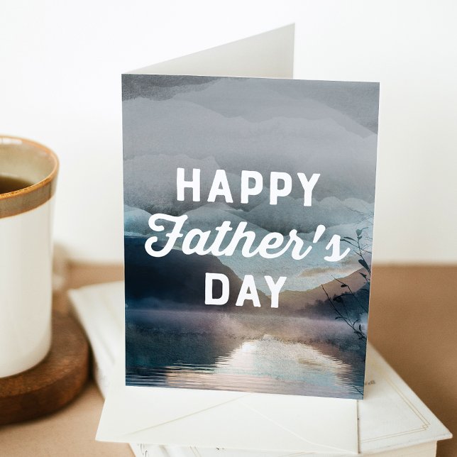 Tarjeta Montañas acuarelas y Día del Padre del Lago (Subido por el creador)