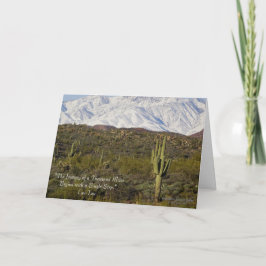 Tarjeta Montañas con capa de nieve del bosque Cactus Arizo