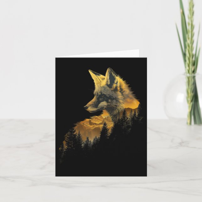 Tarjeta Montañas de la naturaleza de la selva Fox Lover Ca (Anverso)