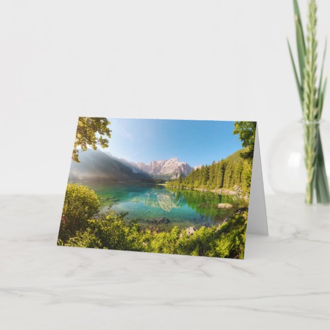 Tarjeta Montañas de Lago di   Fusine Juliaschen (Anverso)