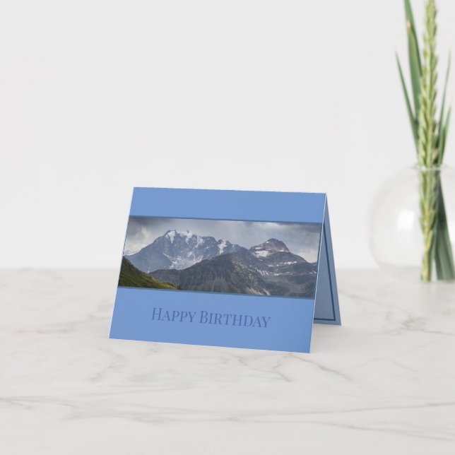 Tarjeta Montañas del Paso de Sencillez, Suiza Cumpleaños (Anverso)