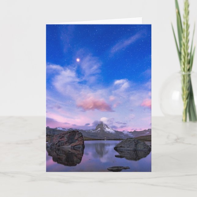 Tarjeta Montañas | Matterhorn & Lake Stellisee (Anverso)