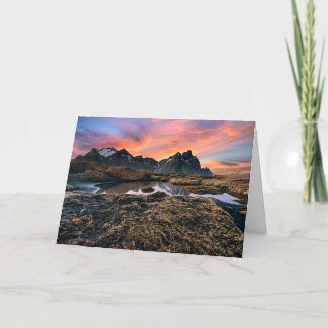 Tarjeta Montañas | Montaña Vesturhorn Islandia (Anverso)