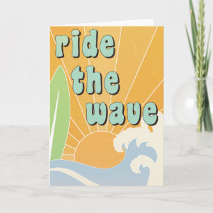 Tarjeta Montar la Ola Inspiracional Tema de Surf Positivid