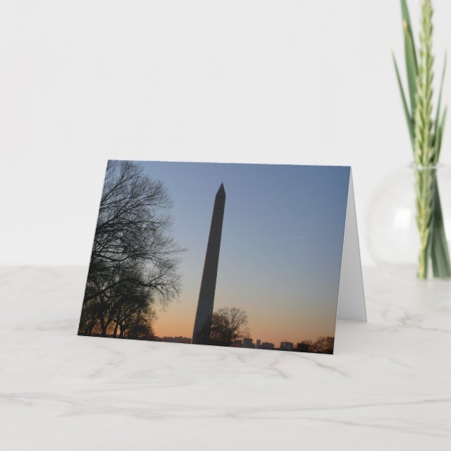 Tarjeta Monumento a Washington al atardecer en DC (Anverso)