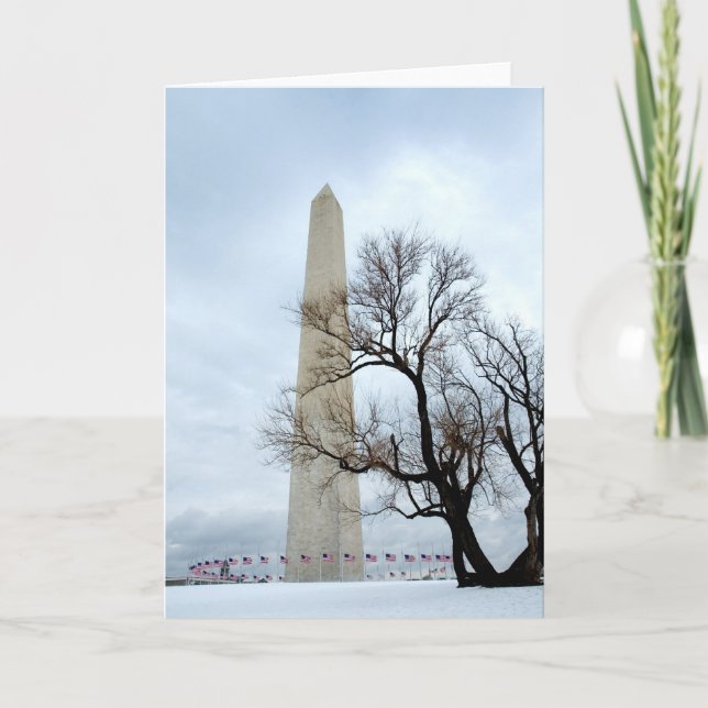 Tarjeta Monumento a Washington en invierno (Anverso)