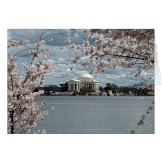 Tarjeta Monumento de Jefferson con las flores de cerezo