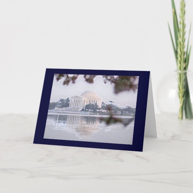 Tarjeta Monumento de Jefferson reflejado en lavabo de (Anverso)