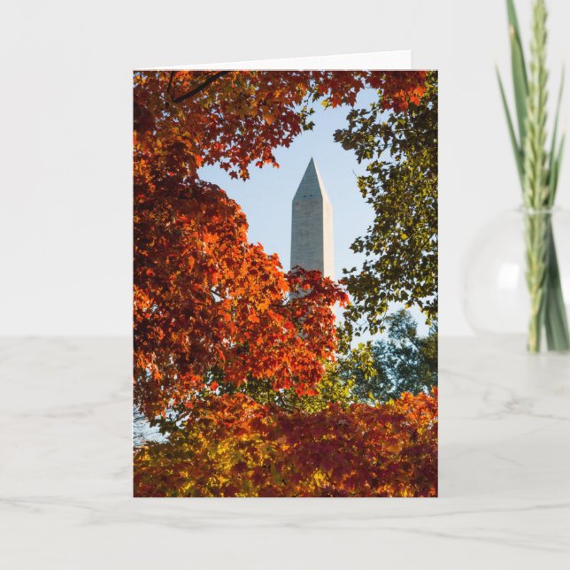 Tarjeta Monumentos | Monumento a Washington en otoño (Anverso)