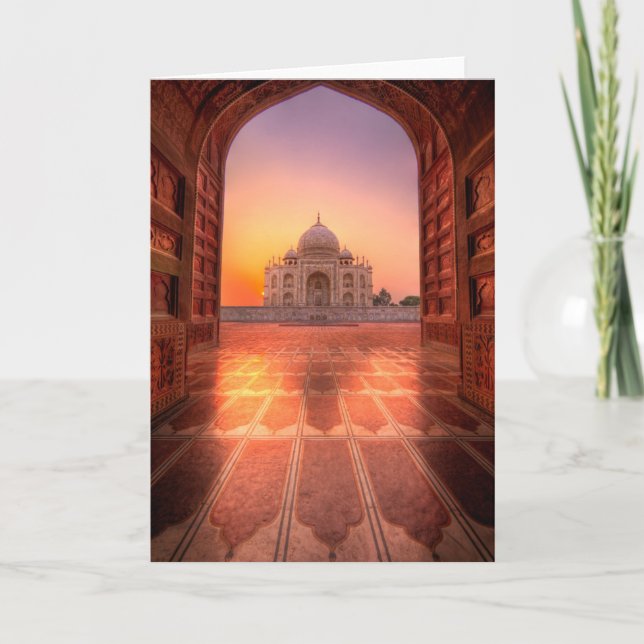 Tarjeta Monuments | Taj Mahal, India at Sunset (Anverso)
