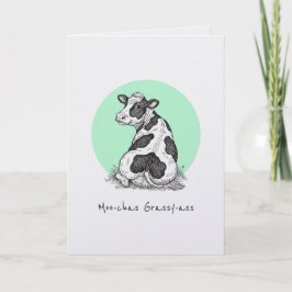 Tarjeta Moo-chas Grassy-ass punny thank you funny card