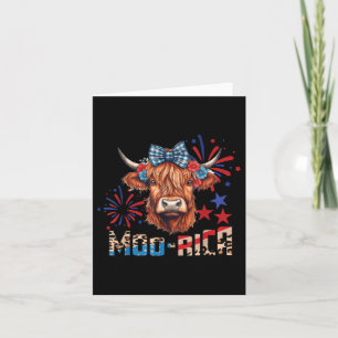 Tarjeta Moo-rica Highland Cow 4 De Julio Memorial Day