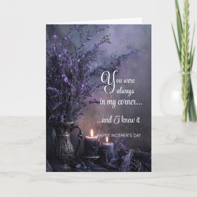Tarjeta Moody, Elegant Mother's Day Lavender Dark Floral  (Anverso)