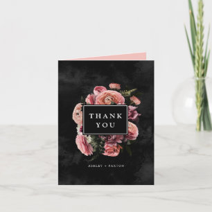 Tarjeta Moody Elegant Pink Floral Bouquet Gracias