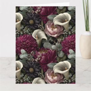 Tarjeta Moody Floral Pattern con Dahlias y Calla Lilies
