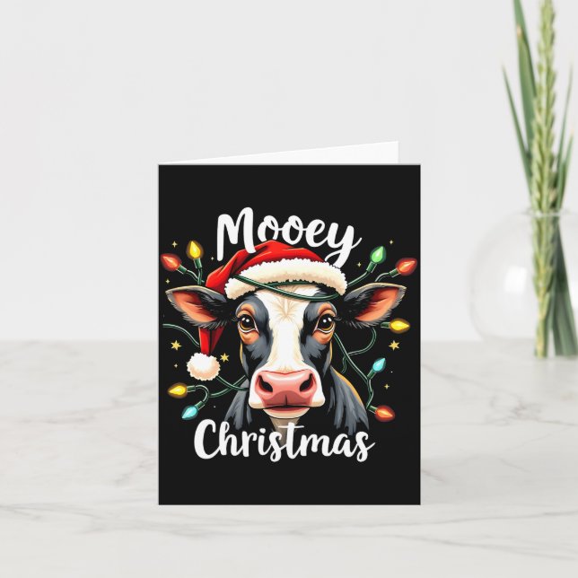 Tarjeta Mooey Christmas Funny Xmas Cow Cattle Lovers  (Anverso)