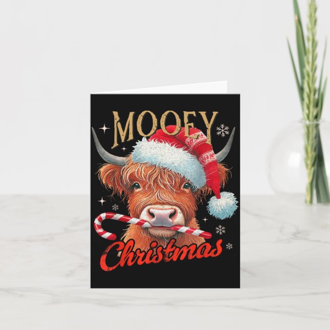Tarjeta Mooey Christmas Highland Cow Design Xmas Cow Lover (Anverso)