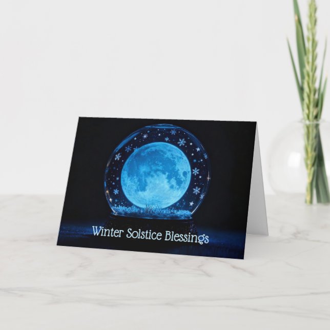 Tarjeta Moon in Snow Crystal Ball Mystical Winter Solstice (Anverso)