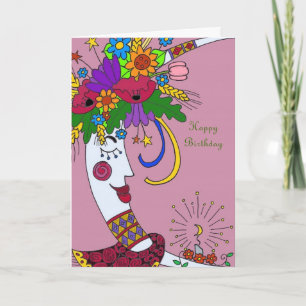Tarjeta Moon Mama Arte Popular Ucraniano Feliz Cumpleaños