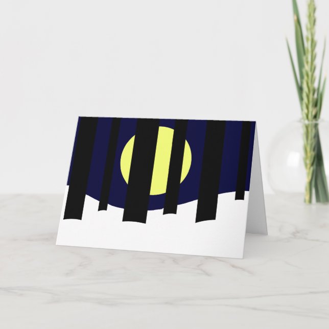 Tarjeta Moon Rising cerca del bosque en invierno: Blank (Anverso)