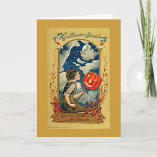 Tarjeta Moon Witch Halloween Saludo