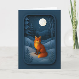Tarjeta Moonlit Fox in Snowy Forest Card