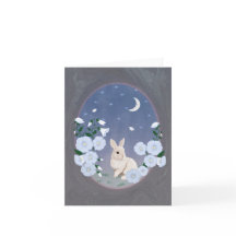 Moonlit Garden Bunny Small Greeting Card 