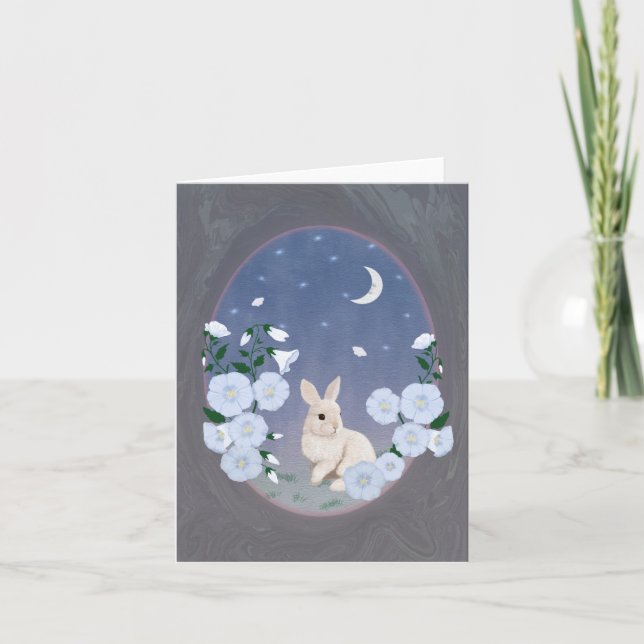 Tarjeta Moonlit Garden Bunny Small Greeting Card  (Anverso)
